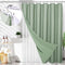 LACYAN 3 IN 1 WATERPROOF WAFFLE WEAVE SHOWER CURTAIN 12 HOOKS 72X72 - GREEN - Like New