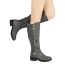 DREAM PAIRS WOMEN'S UTAH KNEE HIGH BOOTS WIDE CALF TALL BOOTS - SIZE 12 - GRAY - Like New