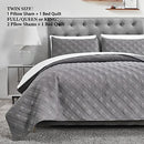 Charlie Allen Quilt Bedding Set Queen 3 Piece Bedspread Coverlet Grey - Brand New