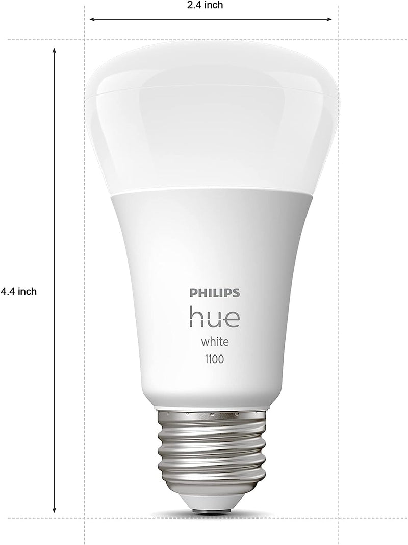 Philips Hue White Smart Light Starter Kit - Bridge + 2x A19 Bulbs, 56308 - WHITE Like New