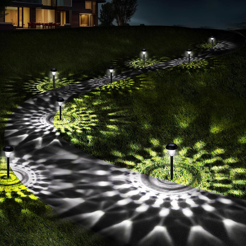 ORNESIGN ULTRA BRIGHT SOLAR LIGHTS OUTDOOR WATERPROOF 8 PACK, COOL WHITE LIGHTS New