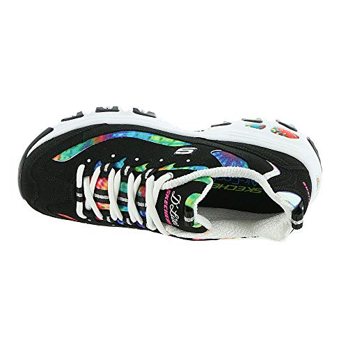 SKECHERS D'LITES SUMMER FIESTA SNEAKER - SIZE WOMEN 7 (AU/UK W4) - BLACK MULTI - Brand New