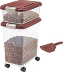 IRIS USA 3-Piece 35 Lbs / 45 Qt WeatherPro Airtight Pet Food Storage -Chocolate - Brand New