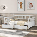 SPOFLYINN FULL SIZE DAYBED WITH SAFETY GUARDRAILS, WOOD, 295132AAK - WHITE - Like New