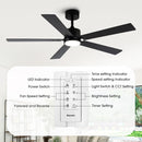 VACZON 52-IN BLACK WITH BLACK/BROWN WOOD BLADES LED CEILING FAN - BLACK - Brand New