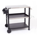 NUUK THREE SHELF MOVABLE OUTDOOR DINING CART TABLE 20" X 32" NSF - BLACK - Like New