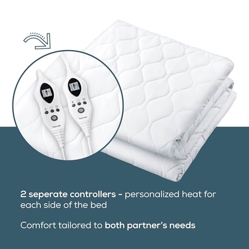 BEURER HEATED MATTRESS PAD KING DUAL CONTROL ELECTRIC MATTRESS COVER BLUE - Like New