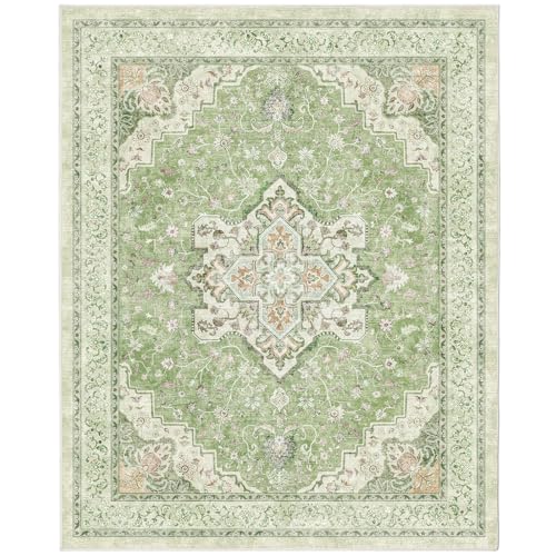 MARSAIL 8X10 MACHINE WASHABLE AREA RUG, SOFT & SLIP-RESISTANT - GREEN - Like New