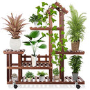 B0982XCXTK Wood Plant Stand Indoor Outdoor Multiple Plant Shelf - Scratch & Dent