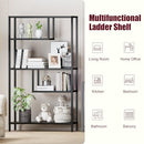 HOME BI Geometric Bookshelf Tall Modern Etagere Bookcase, 5 Open Shelves - Black - Brand New