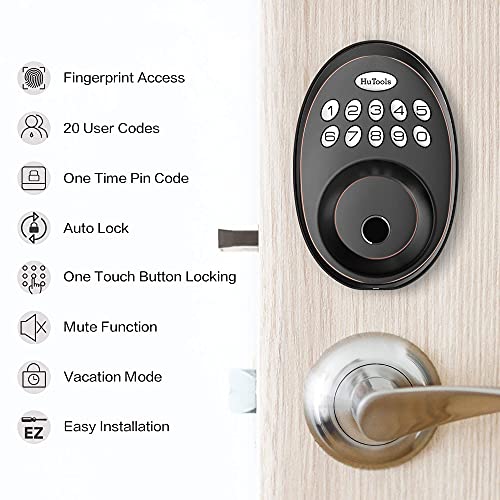 HUTOOLS FINGERPRINT DOOR LOCK, HUTOOLS KEYLESS ENTRY DOOR LOCKS WITH KEYPADS - Like New