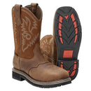 HISEA NINGO MEN STEEL TOE WORK BOOTS WATERPROOF SQUARE TOE LEATHER - 8.5 - BROWN - Brand New