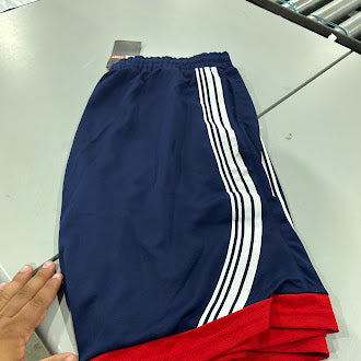 JUMPSTART BASKETBALL SHORTS WITH NAVY WHITE STRIPES RED TRIM - L - NAVY/RED - Brand New
