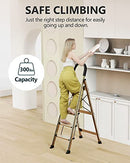 WOA WOA 5 Step Foldable Aluminum Step Ladder, Gold - Brand New