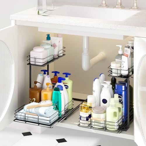 LAMU 2Pack Under Sink Organizers and Storage, 2 Tier Bathroom Kitchen Storage - Like New