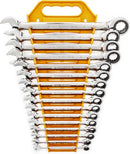GEARWRENCH 16 PIECE RATCHETING COMBINATION WRENCH SET, METRIC, 9416 - SILVER - Brand New
