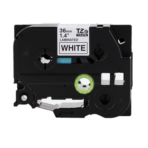 Brother P-Touch TZe-M365 White Print on Matte Black Label Tape 1.4” (36mm) Wide - Brand New
