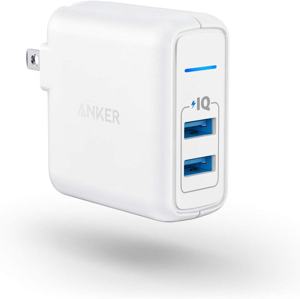 Anker Elite Dual Port 24W Wall Charger, PowerIQ and Foldable Plug A2023 - WHITE Like New