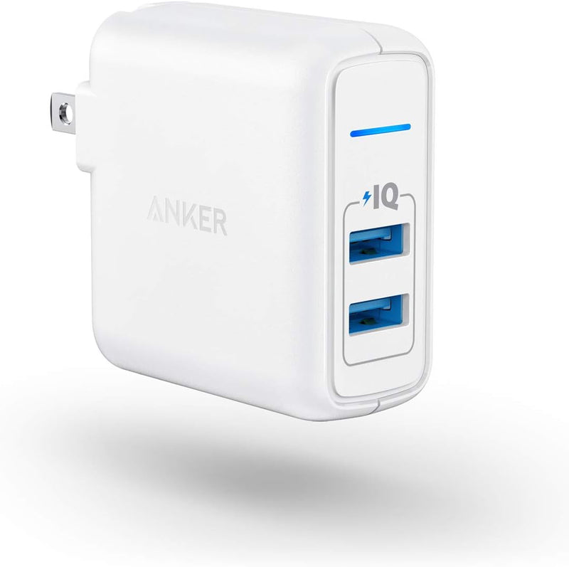 Anker Elite Dual Port 24W Wall Charger, PowerIQ and Foldable Plug A2023 - WHITE - Like New