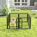 TEFUNE 8-Panel Metal Fence, Square tube-80-24, 8, Black - Brand New