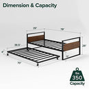 ZINUS SUZANNE BAMBOO AND METAL DAYBED WITH TRUNDLE - CHESTNUT BROWN - Like New