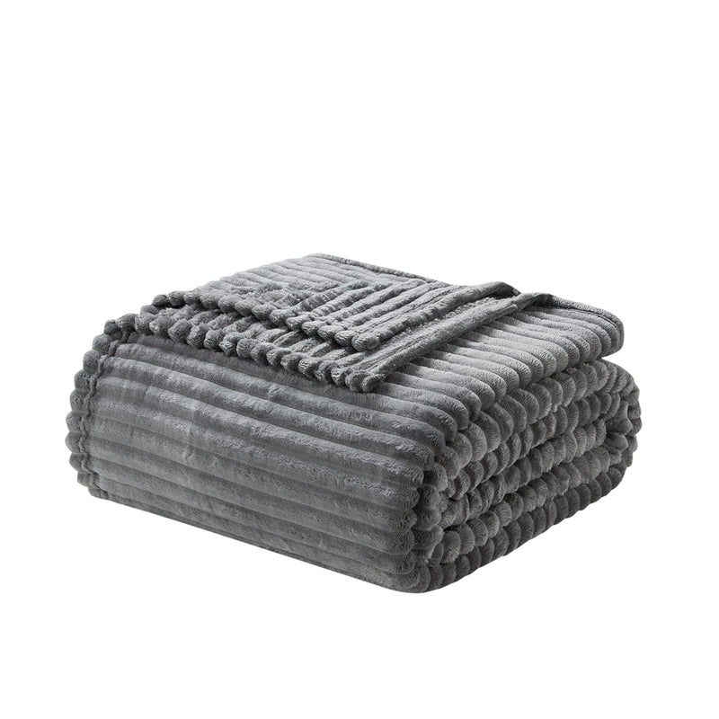 Nestl Fleece Blanket King Size, Grey (108” x 90”) - Brand New