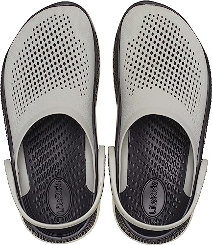 CROCS UNISEX LITERIDE 360 CLOGS - SIZE: WOMEN 7 - ELEPHANT/BLACK - Like New