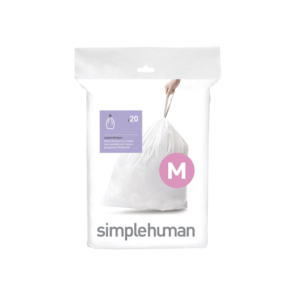 SIMPLEHUMAN CODE M CUSTOM FIT DRAWSTRING TRASH BAGS, CW0173 - WHITE - Like New