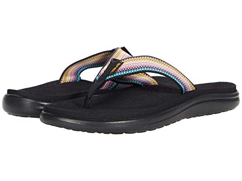 TEVA WOMEN'S VOYA FLIP-FLOP SANDALS IN BLACK/MULTI SIZE 9 BLACK/MULTI - Like New