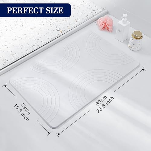 KOOTETA Stone Bath Mat, Shower Mat, Super Absorbent, Easy to Clean - White - Like New