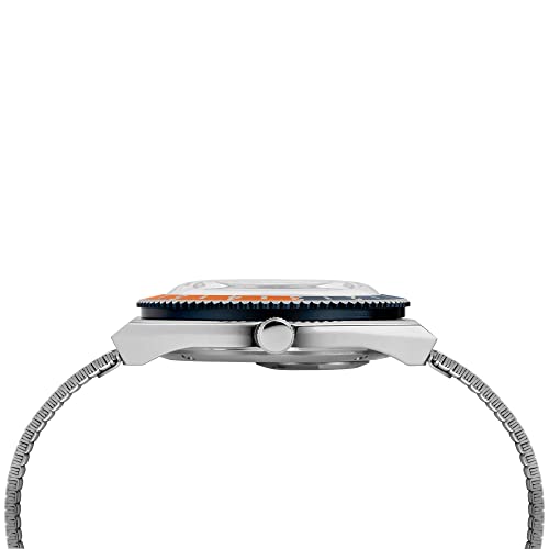TIMEX Q MEN'S 38MM WATCH – BLUE/ORANGE SILVER-TONE CASE BLUE - Scratch & Dent