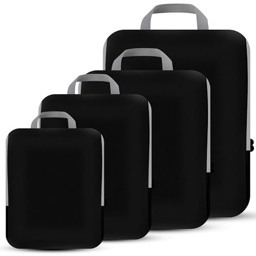 PANDA JOYS 4 Set Compression Packing Cubes Travel - Travel Accessories Black - Like New