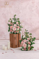TINGE TIME Free-Standing Artificial Flower Set of 2 - DustyRose&Cream - Like New