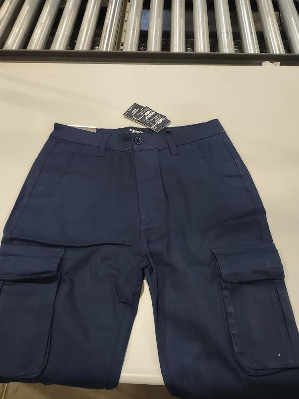 BLU ROCK CARGO PANTS STRETCH FABRIC, SIZE MENS 30X30 - SIZE: MEN 30 - NAVY - Brand New