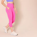 AMAZON ESSENTIALS WOMEN'S ACTIVE SCULPT CAPRI LEGGINGS - SIZE L - NEON PINK - Brand New