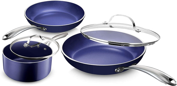 GraniteStone Nonstick Pots and Pans Set 5 Piece - Blue Like New