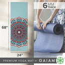 Gaiam Yoga Mat Premium 6mm Print Extra Thick Non Slip Exercise & Fitness - Like New