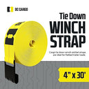 DC Cargo Winch Straps 4" x30' Flatbed Strap Tie-Downs w/Flat Hooks 5,500LB - Brand New