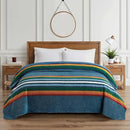 Queen Sherpa Blanket Pendleton Serape Stripe Blue - Brand New