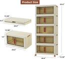 EZPEAKS 5-TIER PLASTIC STORAGE BINS WITH LID, 18.8 GAL EACH TIER - WHITE/BROWN - Like New