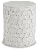 SIGNATURE DESIGN BY ASHLEY POLLY GEOMETRIC HONEYCOMB STOOL OR TABLE - WHITE - Like New