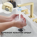 BWE 3 HOLE TWO HANDLE 8 INCH WIDESPREAD BATHROOM SINK FAUCET BRUSHED GOLD - Like New