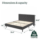 ZINUS King Shalini Upholstered Platform Bed Frame ZU-FPPBC5ZC-14K – Dark Grey - Like New