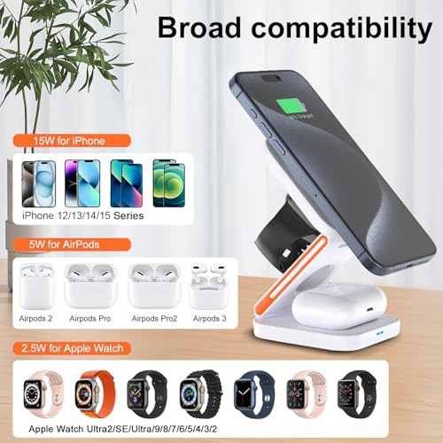 EFAITHFIX Upgrated 3 in 1 Wireless Charging Station Foldable Fast Wireless - Like New