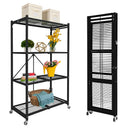 Origami R5 4-Shelf Heavy-Duty Folding Storage Rack, Black WHEELS - BLACK - Like New