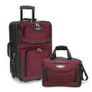 TRAVEL SELECT AMSTERDAM EXPANDABLE ROLLING UPRIGHT LUGGAGE 2-PIECE SET BURGUNDY - Brand New
