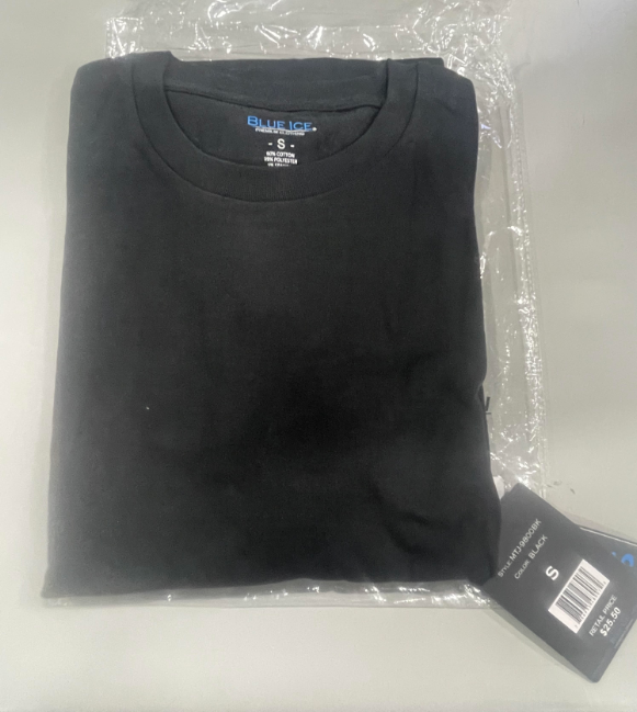BLUE ICE PLAIN SHORT SLEEVE T-SHIRT - SIZE SMALL - BLACK - Brand New