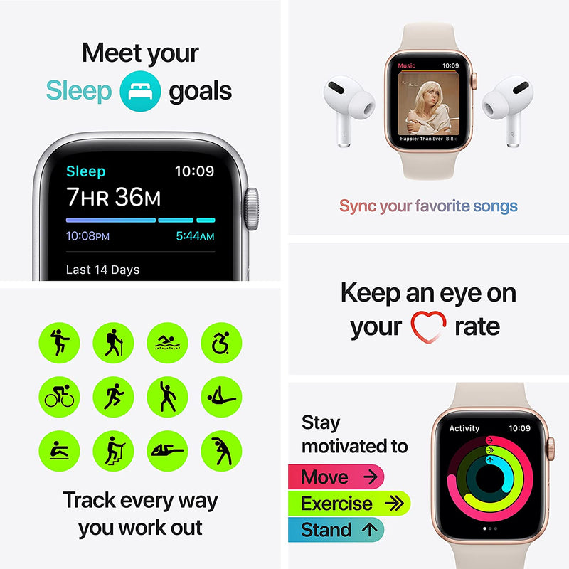 APPLE WATCH SE GPS 44mm SPACE GRAY ALUMINUM CASE WITH MIDNIGHT SPORT BAND - Like New