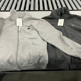 PACIFIC POLO CLUB (2-PACK) MEN'S FLEECE HOODIES - SIZE: L - LIGHT GRAY/CHARCOAL - Brand New