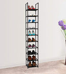 FIDUCIAL HOME 10 TIERS SHOE RACK SPACE SAVING VERTICAL SINGLE PAIRS - BLACK - Like New